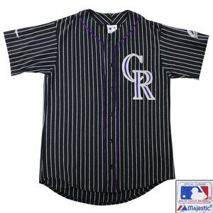 Colorado Rockies Vintage Baseball Jersey Majestic MLB Pinstripe Made USA Large